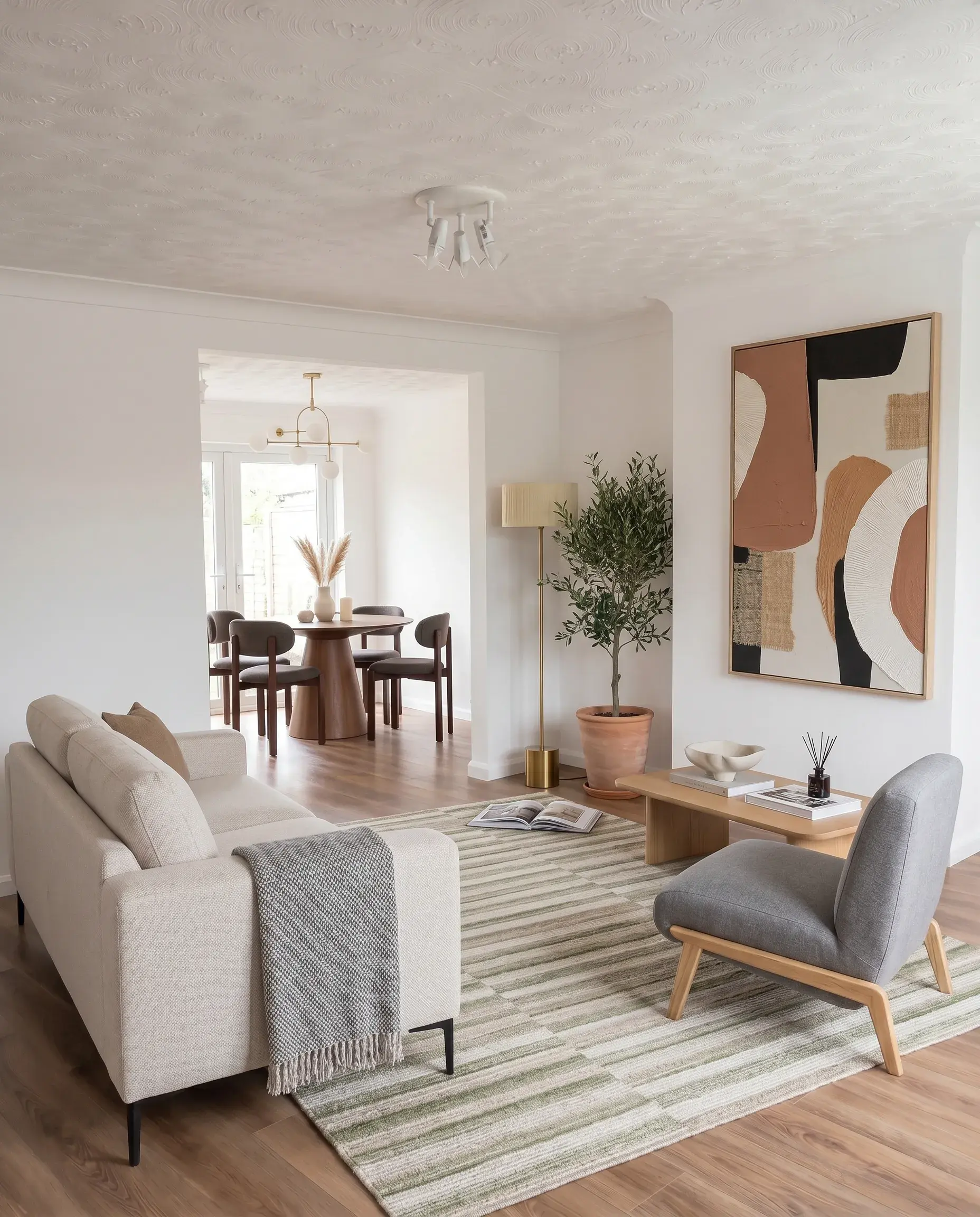 Same room after staging, fully furnished and dressed